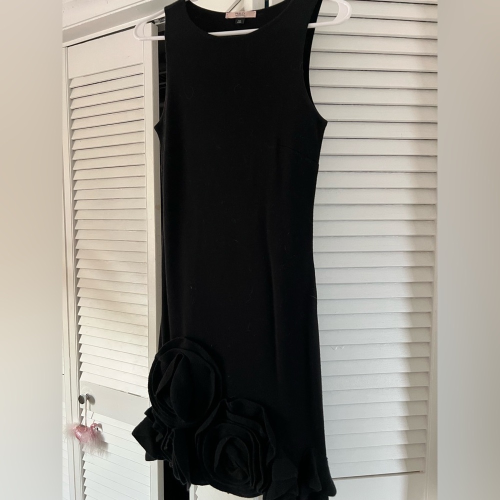 Valentino RED Roses Black Wool Blend Dress